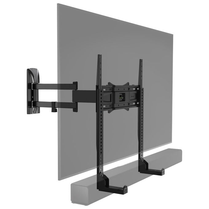Meliconi supporto soundbar per tv, universale vesa, montaggio sopra o sotto tv, regolabile 4 a 15 cm, 10 kg, nero