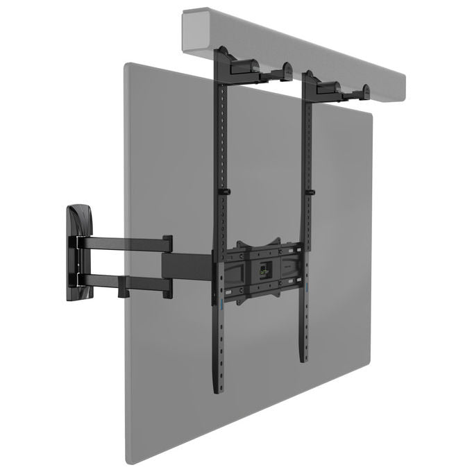 Meliconi supporto soundbar per tv, universale vesa, montaggio sopra o sotto tv, regolabile 4 a 15 cm, 10 kg, nero