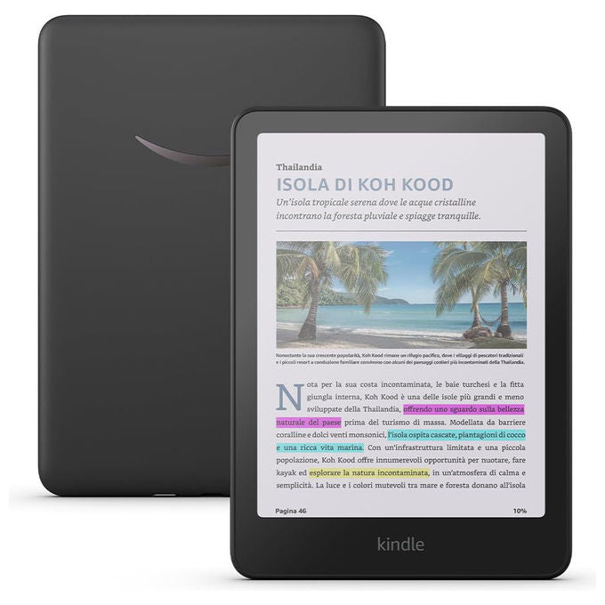 Amazon Kindle Colorsoft, lettore e-book, schermo a colori 7 pollici, 16 GB, luce regolabile bianco ambra, resistente all'acqua, nero