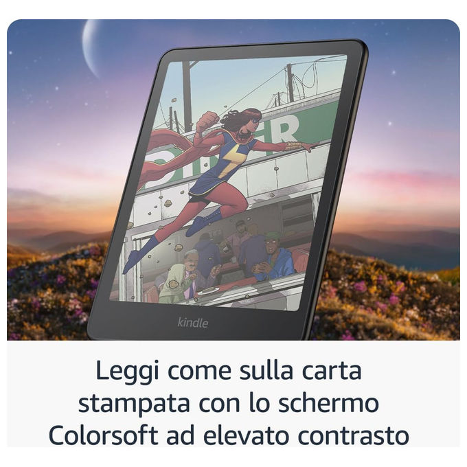 Amazon Kindle Colorsoft, lettore e-book, schermo a colori 7 pollici, 16 GB, luce regolabile bianco ambra, resistente all'acqua, nero