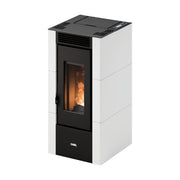 Cadel stufa a pellet Cristal 6 T1, 5,5 kW, ghisa, connettivita' Bluetooth, finitura bianca