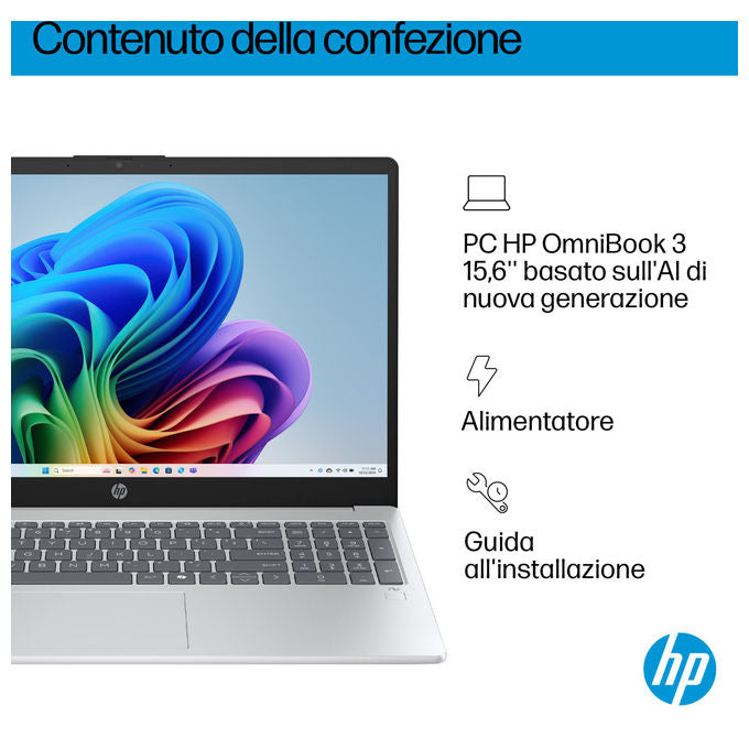 HP D46YCEA OmniBook 3 Laptop Next Gen AI 15-fn0015nl Computer portatile 15,6 pollici Full HD 24 GB RAM 1 TB SSD Windows 11 Home colore Argento