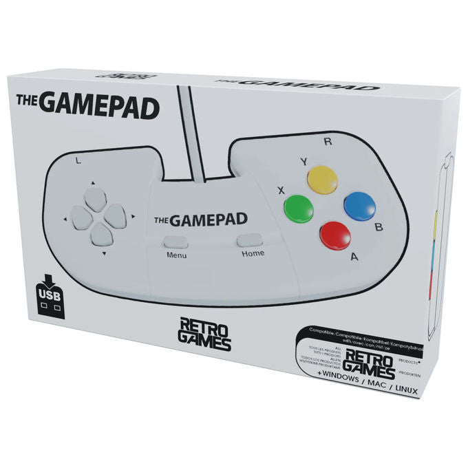 Retro Games the gamepad, controller USB 2.0, Bianco, compatibile PC, Mac, ZX Spectrum, THEC64 Mini, THEA500 Mini, cavo 1,8 m