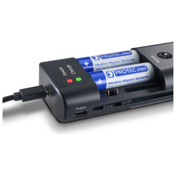 Hama caricabatterie universale USB, compatibile AA AAA, litio NiMH, 5V 3A, indicatore LED, nero, 00081390