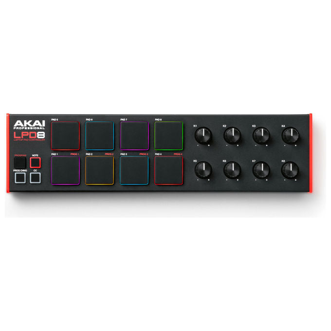 Akai Professional LPD8 MKII, controller MIDI USB, 8 pad sensibili alla velocita' RGB, 8 potenziometri rotativi, portatile, nero