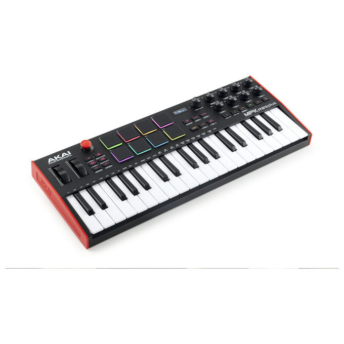 Akai MPK Mini Plus, tastiera controller MIDI 37 tasti, 8 pad RGB, encoder rotativi, sequencer, display OLED, USB, nero