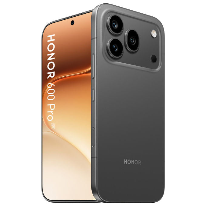 Honor 600 Pro smartphone 5G, 6.57'' AMOLED 120Hz, Snapdragon 8 Elite, 12 GB RAM, 512 GB, tripla fotocamera 200 MP, 6400 mAh, nero