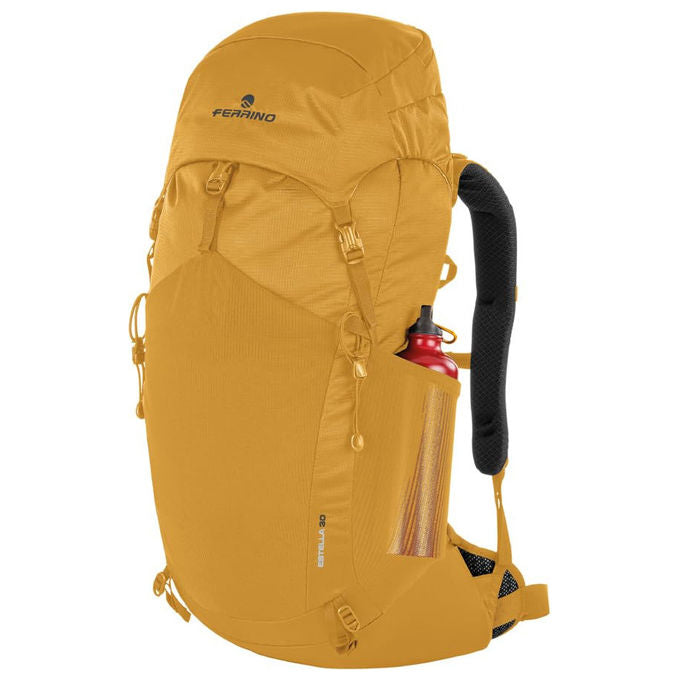 Ferrino Estella 30, zaino da trekking, 30 litri, Dry Net System, poliestere riciclato, copri zaino incluso, giallo
