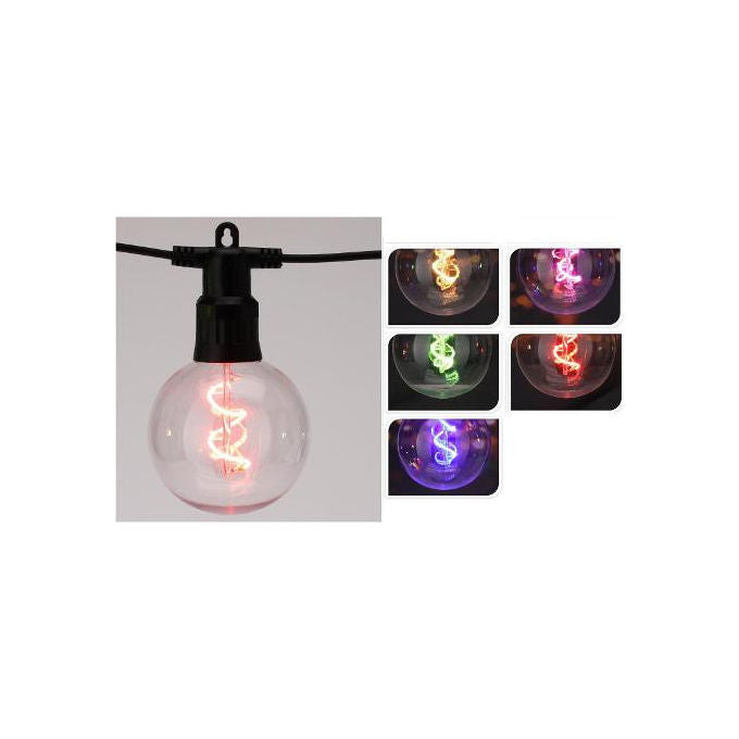 Koopman catena luminosa LED party lights, 10 luci multicolori, IP44, timer, uso interno ed esterno, 950 cm, 6 cm diametro