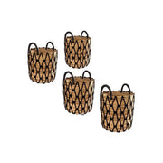 Cipi set ceste in fibra naturale, 4 pezzi, modello CP904BA 8694, colore naturale e nero, organizzazione casa