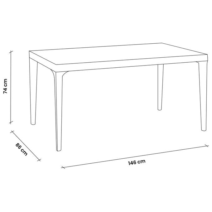 Bica tavolo da giardino King, polipropilene, grafite, 6 posti, 146x86x74 cm, resistente ai raggi UV