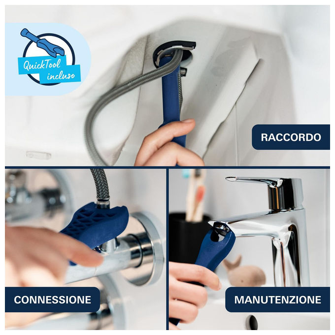 Grohe 1018770000 Dice Miscelatore monocomando bidet monoforo cartuccia ceramica SilkMove 28 mm water saving 5 l-min piletta saltarello colore Cromo