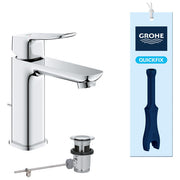 Grohe Dice miscelatore Mono Splitcomando lavabo taglia M, cromo, piletta click-clack, cartuccia ceramica 28 mm, risparmio idrico, 1018320000