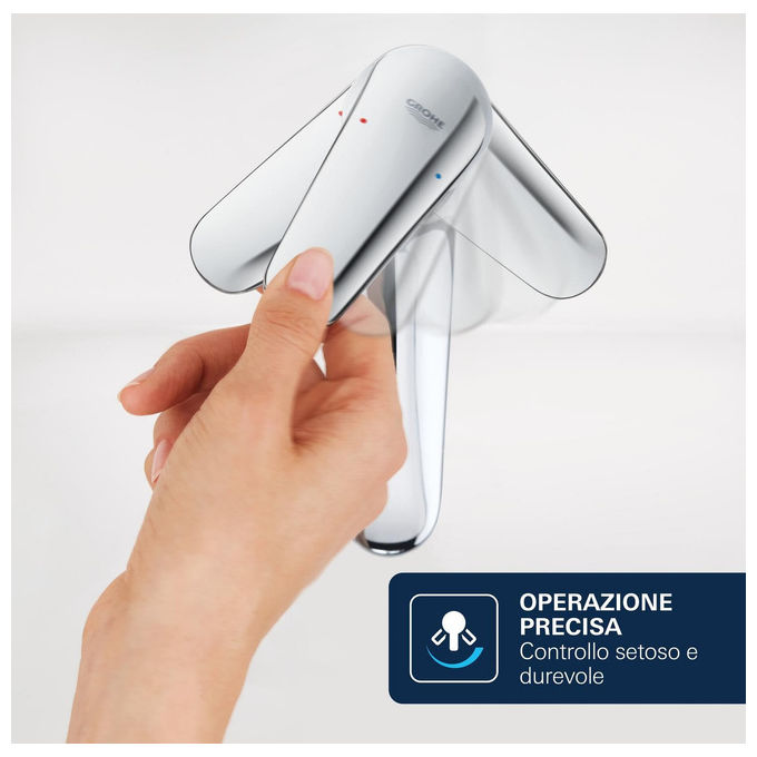 Grohe Dice miscelatore Mono Splitcomando lavabo taglia M, cromo, piletta click-clack, cartuccia ceramica 28 mm, risparmio idrico, 1018320000