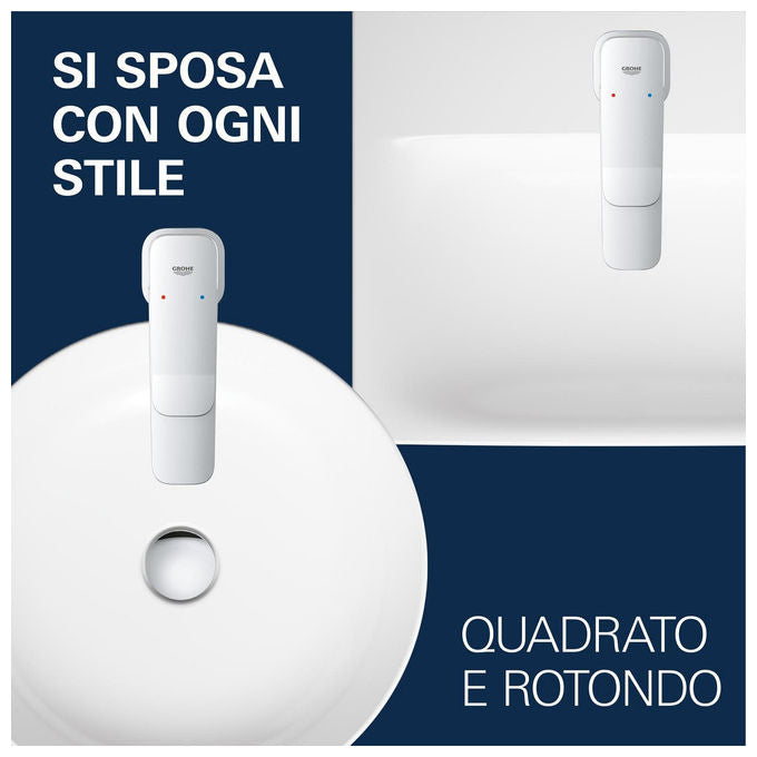 Grohe Dice miscelatore Mono Splitcomando lavabo taglia M, cromo, piletta click-clack, cartuccia ceramica 28 mm, risparmio idrico, 1018320000