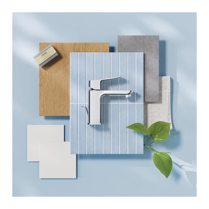 Grohe Dice miscelatore Mono Splitcomando lavabo taglia M, cromo, piletta click-clack, cartuccia ceramica 28 mm, risparmio idrico, 1018320000
