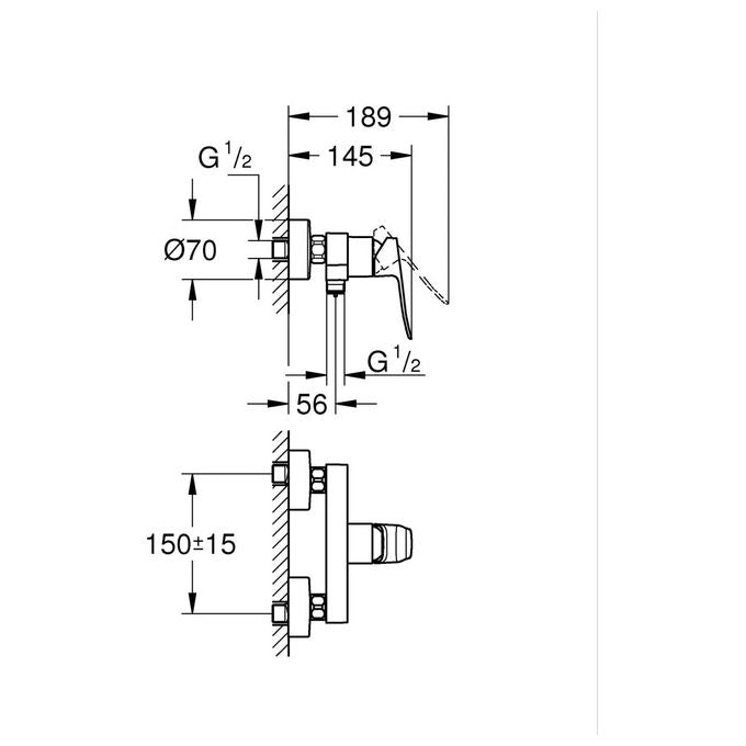 Grohe Dice miscelatore Mono Splitcomando doccia a parete, cromo, cartuccia ceramica 35 mm, SilkMove, valvola ritegno, QuickSpanner