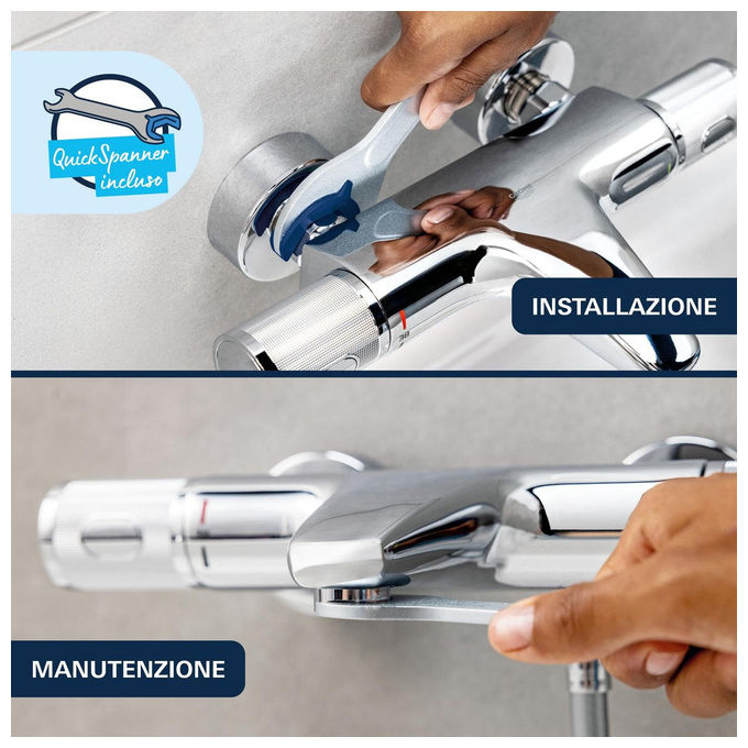 Grohe Dice miscelatore Mono Splitcomando doccia a parete, cromo, cartuccia ceramica 35 mm, SilkMove, valvola ritegno, QuickSpanner