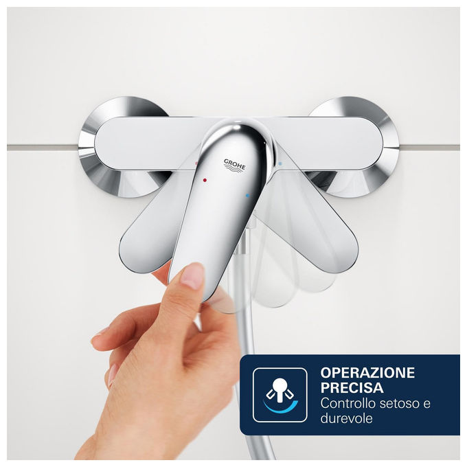 Grohe Dice miscelatore Mono Splitcomando doccia a parete, cromo, cartuccia ceramica 35 mm, SilkMove, valvola ritegno, QuickSpanner