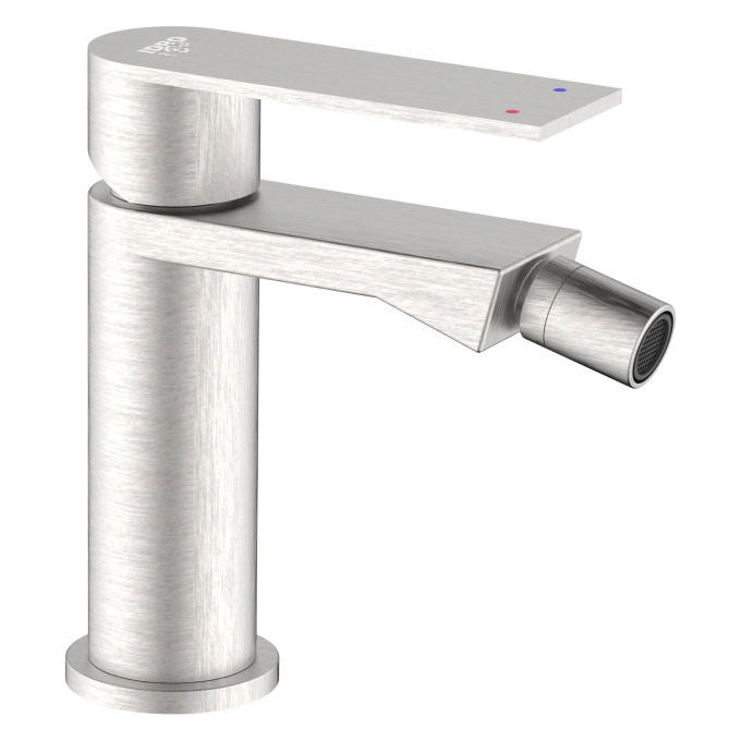 Idro Bric miscelatore bidet serie Solar, acciaio spazzolato argento, cartuccia ceramica 25 mm, aeratore orientabile, SS304