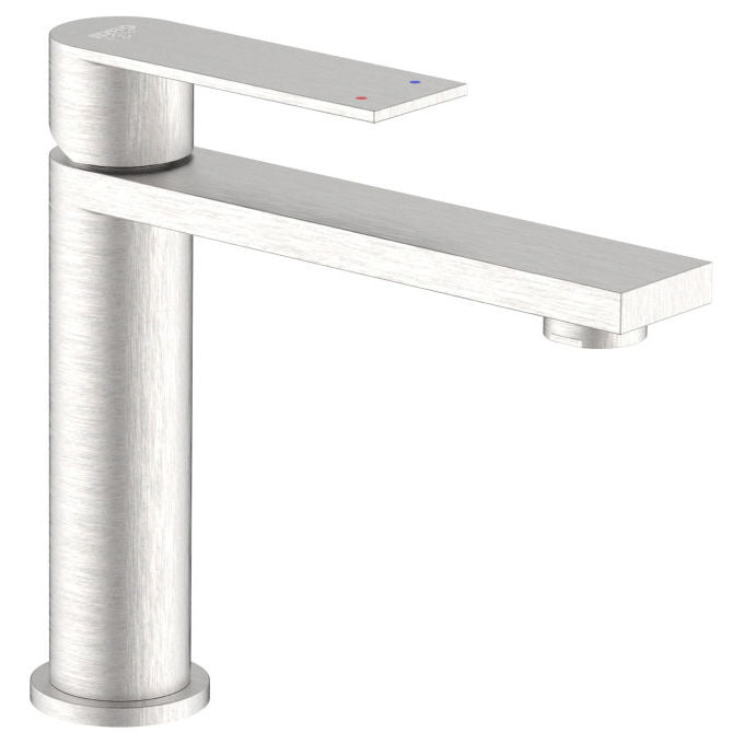 Idro Bric miscelatore lavabo Solar, Mono Splitcomando, acciaio inox spazzolato SS304, cartuccia ceramica 25 mm, risparmio acqua 6 l-min