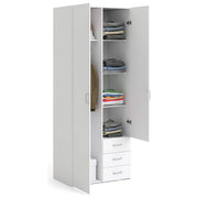 Tvilum armadio Space 2 ante e 1 cassetto, Bianco, 79,4x170,4 cm, truciolato laminato, 3 ripiani regolabili
