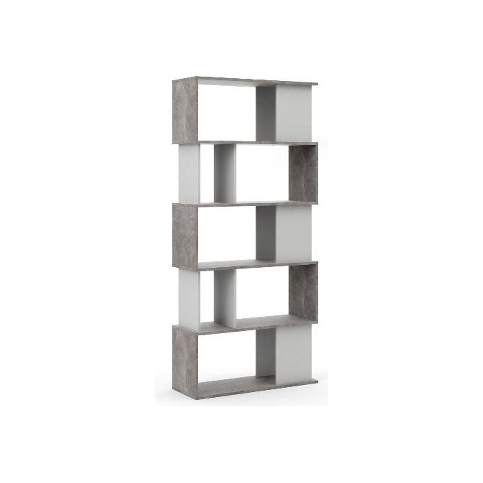 Tvilum libreria Maze, design moderno e funzionale, colore oxid beton e white, modello 71735PGX49