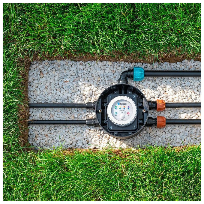 Claber CL0000908400000 Hydro-4 BT Pozzetto Premontato 4 Vie Programmatore Smart Bluetooth 4 Linee Irrigazione fino a 600 m² App myClaber IP68