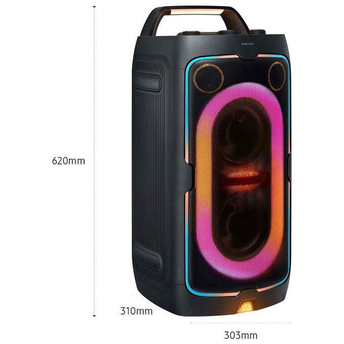 Samsung cassa bluetooth MX-ST40F, 160W, party speaker portatile, autonomia 12 ore, IPX4, Party Lights+, nera