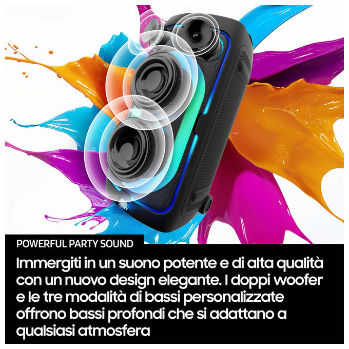 Samsung MX-ST50F-ZF Sound Tower Cassa Amplificata Bluetooth 240W 18 ore Autonomia IPX4 Party Lights+ colore Nero