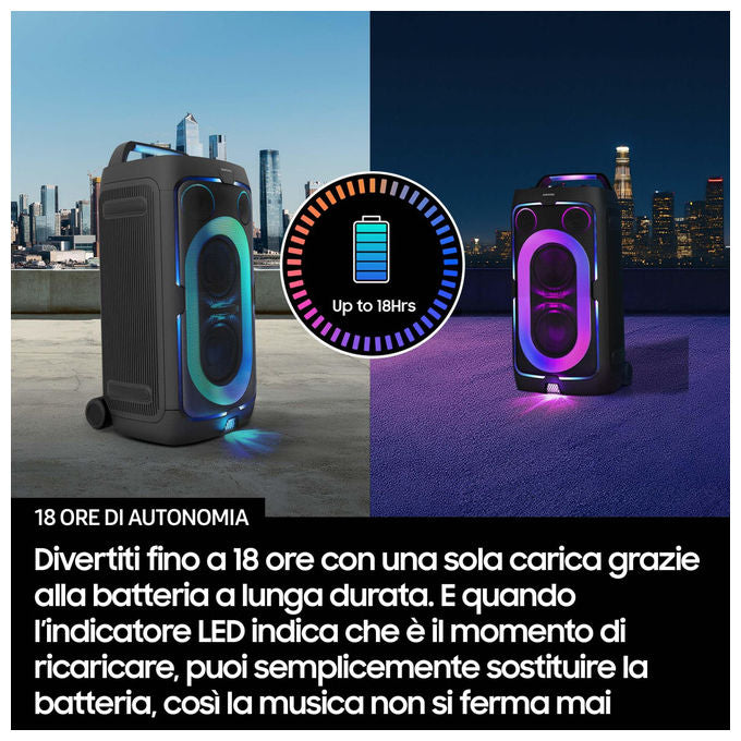 Samsung MX-ST50F-ZF Sound Tower Cassa Amplificata Bluetooth 240W 18 ore Autonomia IPX4 Party Lights+ colore Nero