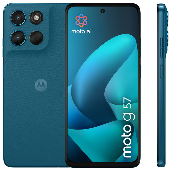 Motorola moto g57 5G, smartphone, 6.72 pollici 120Hz, Snapdragon 6s Gen 4, 8 GB RAM, 256 GB, fotocamera 50 MP Sony, batteria 5200 mAh, verde