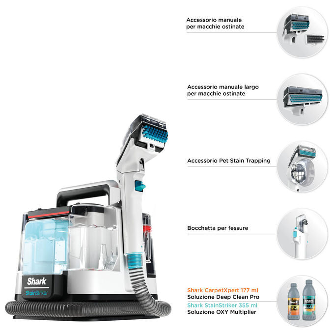 Shark PX200EUT StainStriker Aspirapolvere Smacchiatore Portatile 450W 1,25 L Tappeti Tappezzeria Animali Domestici colore Bianco