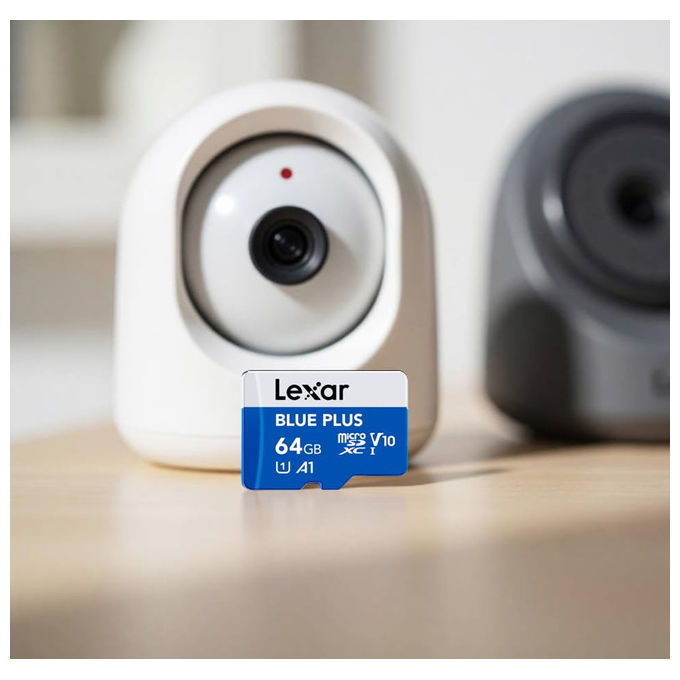 Lexar Blue Plus scheda di memoria microSD 64 GB, UHS-I, velocita' lettura 100 MB-s, classe A1, V10, U1, con adattatore SD