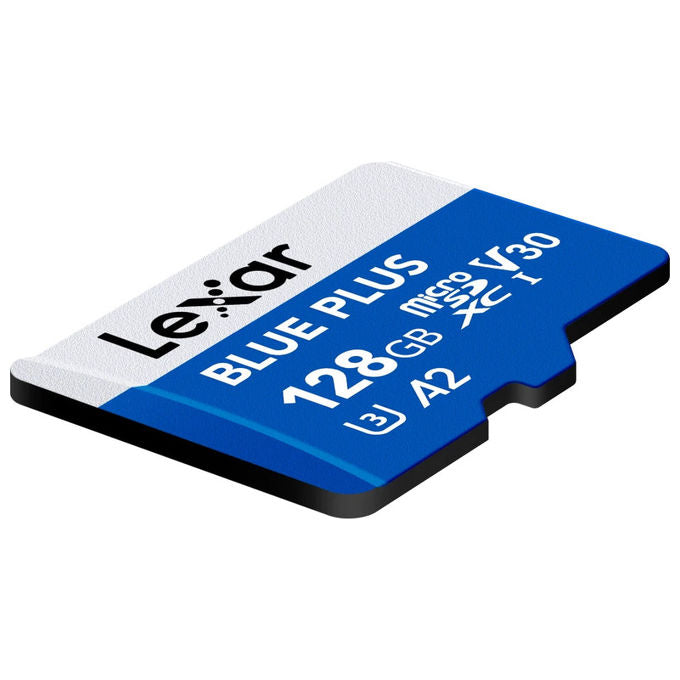 Lexar Blue Plus scheda microSDXC 128 GB, UHS-I, U3, V30, A2, velocita' lettura 170 MB-s, con adattatore SD