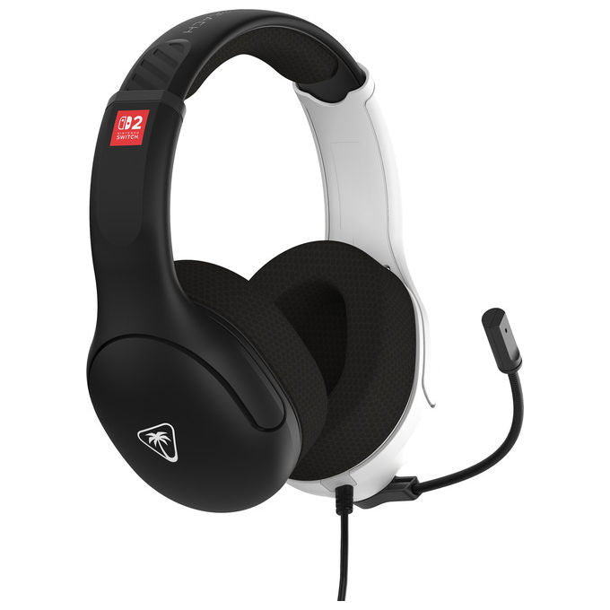 Turtle Beach Airlite Fit, cuffie gaming cablate, Nintendo Switch 2 licenza ufficiale, microfono con mute, nero e bianco