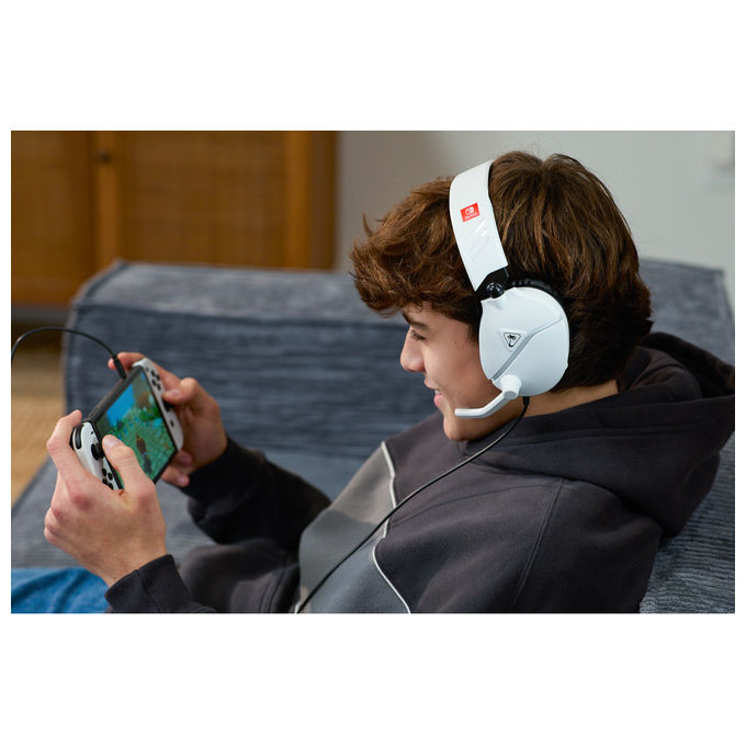 Turtle Beach Recon 70, cuffie gaming con filo, licenza ufficiale Nintendo Switch, microfono pieghevole, jack 3.5 mm, nero Bianco