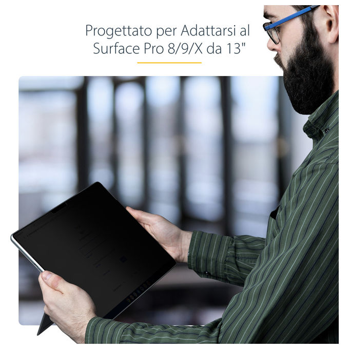 StarTech.com filtro privacy per Surface Pro 8-9-X 13 pollici, 4 posizioni, touch, anti-riflesso, riduzione luce blu 51%