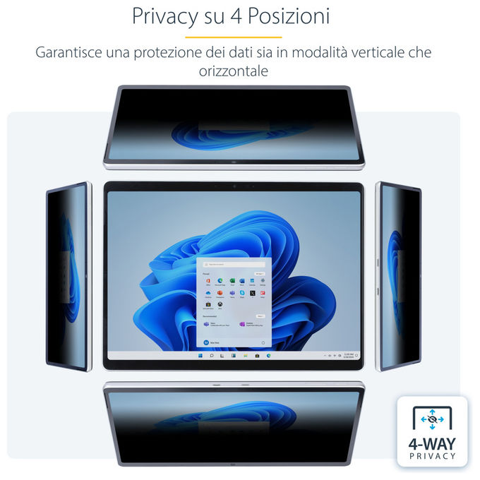 StarTech.com filtro privacy per Surface Pro 8-9-X 13 pollici, 4 posizioni, touch, anti-riflesso, riduzione luce blu 51%