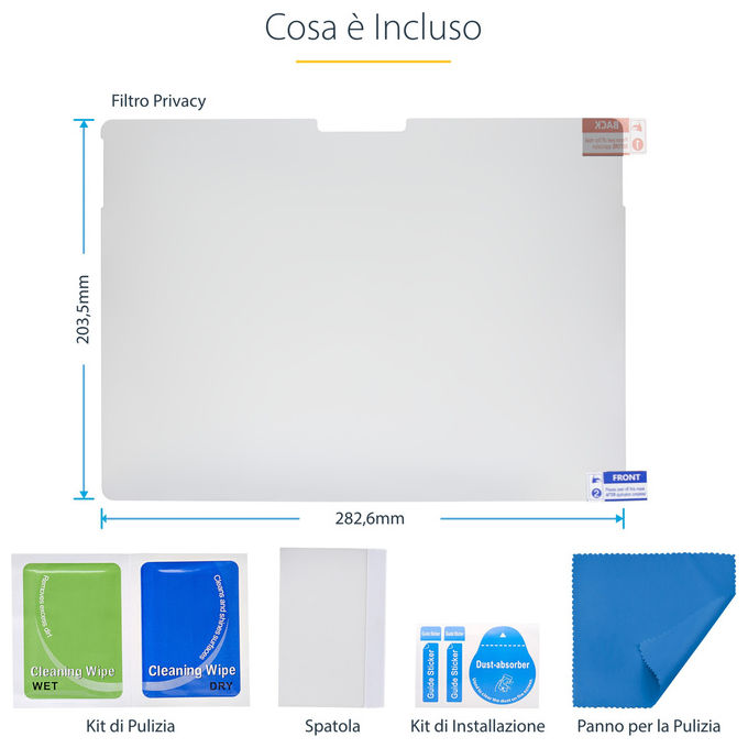 StarTech.com filtro privacy per Surface Pro 8-9-X 13 pollici, 4 posizioni, touch, anti-riflesso, riduzione luce blu 51%