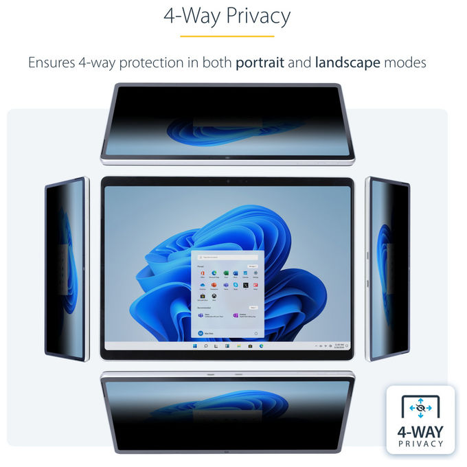 StarTech.com filtro privacy per Surface Pro 8-9-X 13 pollici, 4 posizioni, touch, anti-riflesso, riduzione luce blu 51%
