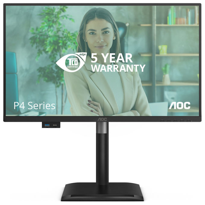 AOC 24P4CV monitor 23,8 pollici IPS Full HD 120Hz, USB-C 96W, hub USB 3.2, KVM, ethernet, regolazione altezza