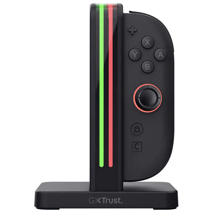 Trust GXT1256 dock di ricarica 4 in 1 per Joy-Con 2, Nintendo Switch 2, indicatori LED, cavo USB incluso, nero