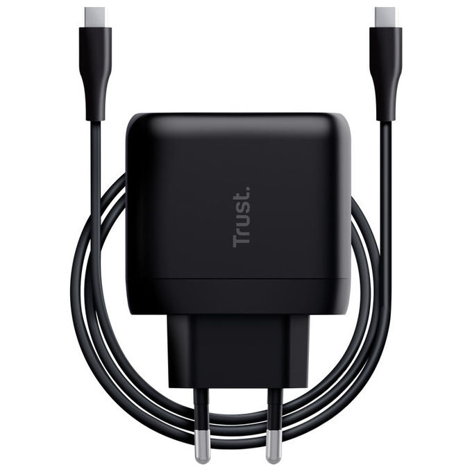 Trust caricatore GaN 65W, 4 porte USB, 3 USB-C e 1 USB-A, ricarica rapida, Power Delivery, Quick Charge 4+, nero