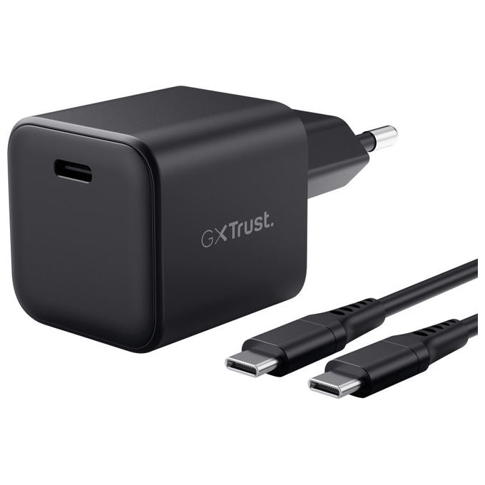 Trust GXT 1258 caricabatterie USB-C 65W GaN, ricarica rapida, compatibile Nintendo Switch 2, cavo 2m incluso, nero