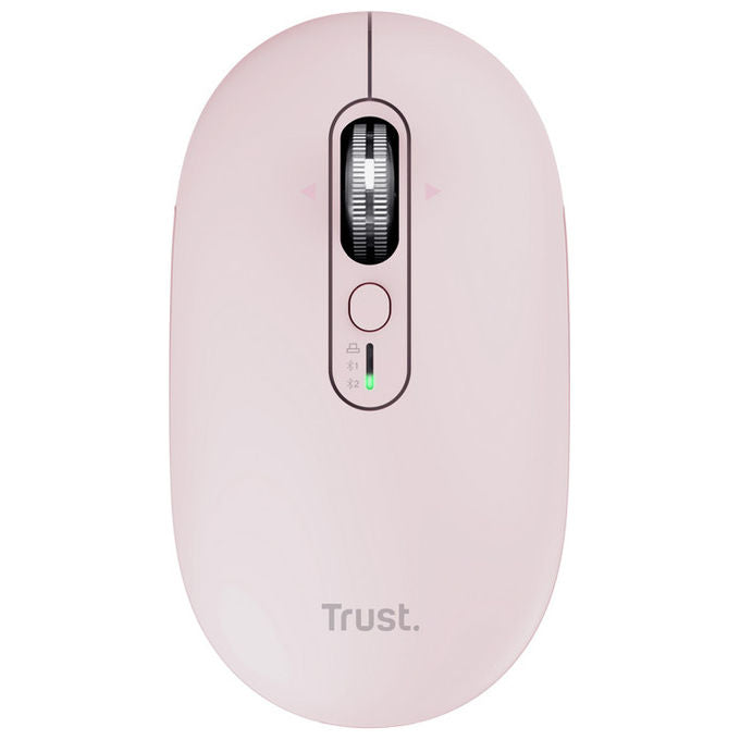 Trust Seron Slim Multi, mouse wireless ambidestro, Bluetooth e USB, ottico 3200 DPI, 7 tasti silenziosi, hyperscroll, ricaricabile, rosa