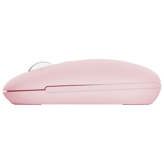 Trust Seron Slim Multi, mouse wireless ambidestro, Bluetooth e USB, ottico 3200 DPI, 7 tasti silenziosi, hyperscroll, ricaricabile, rosa