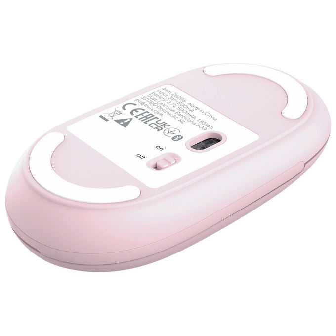 Trust Seron Slim Multi, mouse wireless ambidestro, Bluetooth e USB, ottico 3200 DPI, 7 tasti silenziosi, hyperscroll, ricaricabile, rosa