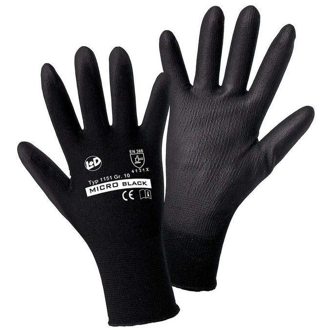 Neri Safety guanti protezione mani CF12 PA 352, fibre sintetiche con rivestimento PU, taglia 9