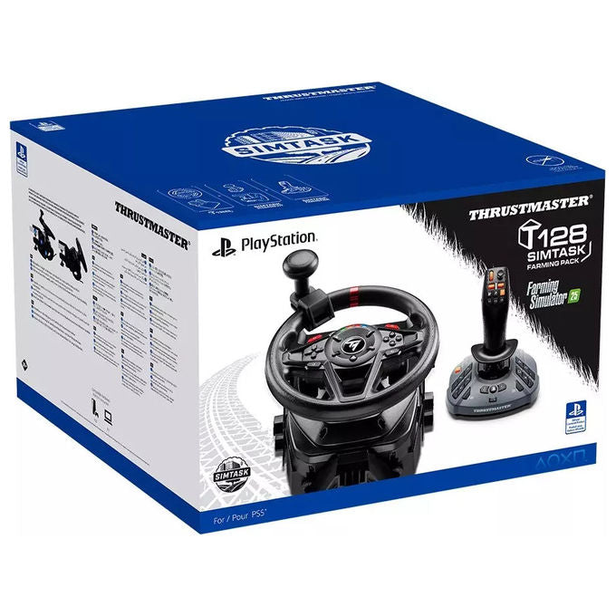 Thrustmaster T128 SimTask Farming Pack, volante con force feedback, joystick FarmStick, pedali T2PM, supporto metallico, PS5 e PC, nero